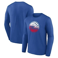 Men's Royal Philadelphia 76ers Gradient Logo Long Sleeve T-Shirt