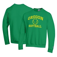 Men's Champion Green Oregon Ducks Primary Team Logo Icon Softball Powerblend Pullover Sweatshirt