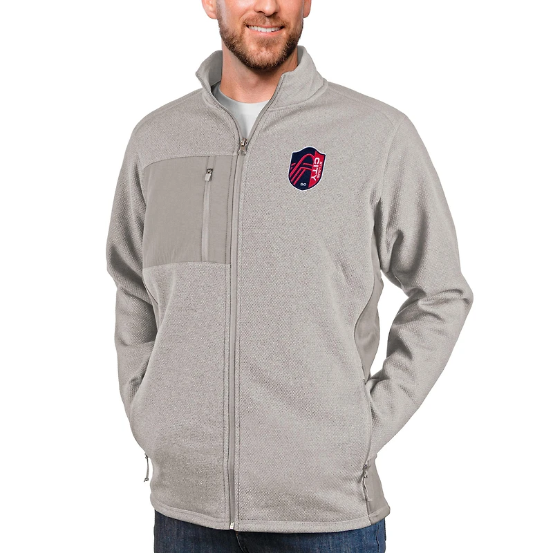 Men's Antigua Oatmeal St. Louis City SC Primary Team Logo Course Full-Zip Jacket