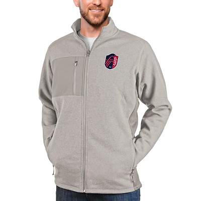Men's Antigua Oatmeal St. Louis City SC Primary Team Logo Course Full-Zip Jacket