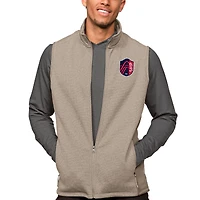 Men's Antigua Oatmeal St. Louis City SC Primary Team Logo Course Full-Zip Vest