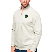 Men's Antigua Oatmeal Austin FC Primary Team Logo Gambit Quarter-Zip Pullover Top