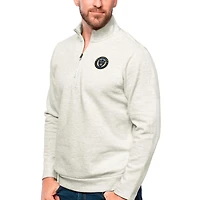 Men's Antigua Oatmeal Philadelphia Union Primary Team Logo Gambit Quarter-Zip Pullover Top