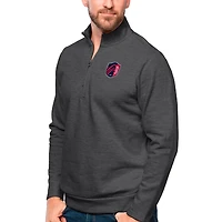 Men's Antigua Heather Charcoal St. Louis City SC Primary Team Logo Gambit Quarter-Zip Pullover Top