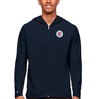 Men's Antigua Navy Chicago Fire Primary Team Logo Legacy Full-Zip Hoodie