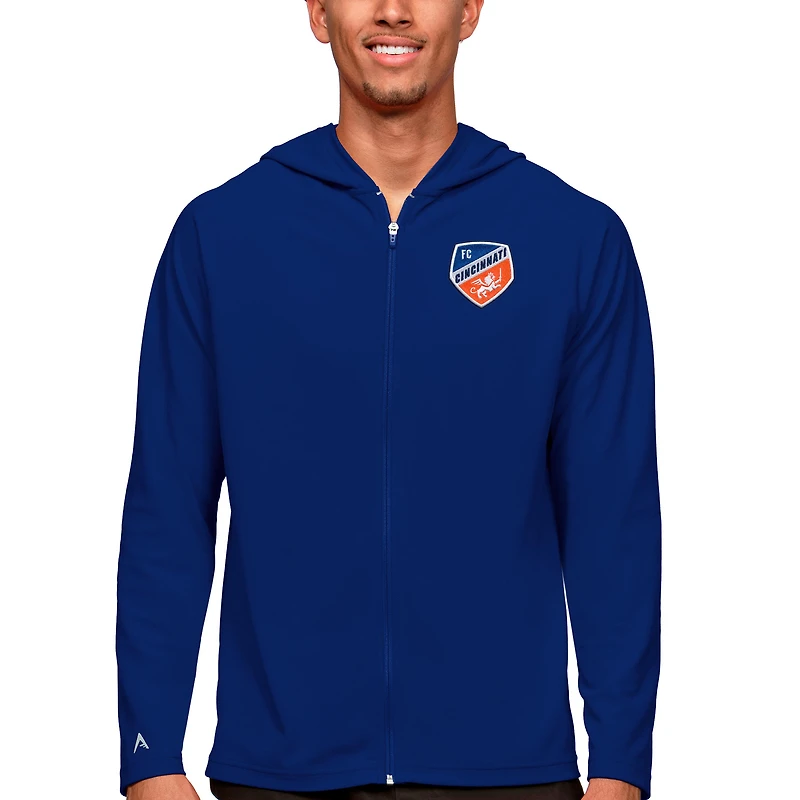 Men's Antigua Royal FC Cincinnati Primary Team Logo Legacy Full-Zip Hoodie