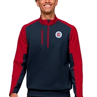 Men's Antigua Navy/Red Chicago Fire Primary Team Logo Team Quarter-Zip Pullover Top
