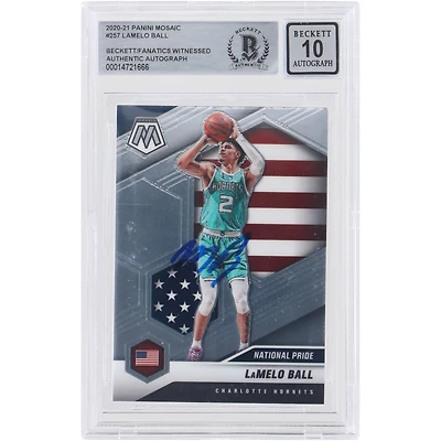 LaMelo Ball Charlotte Hornets Autographed 2020-21 Panini Mosaic National Pride #257 Beckett Fanatics Witnessed Authenticated 10 Rookie Card