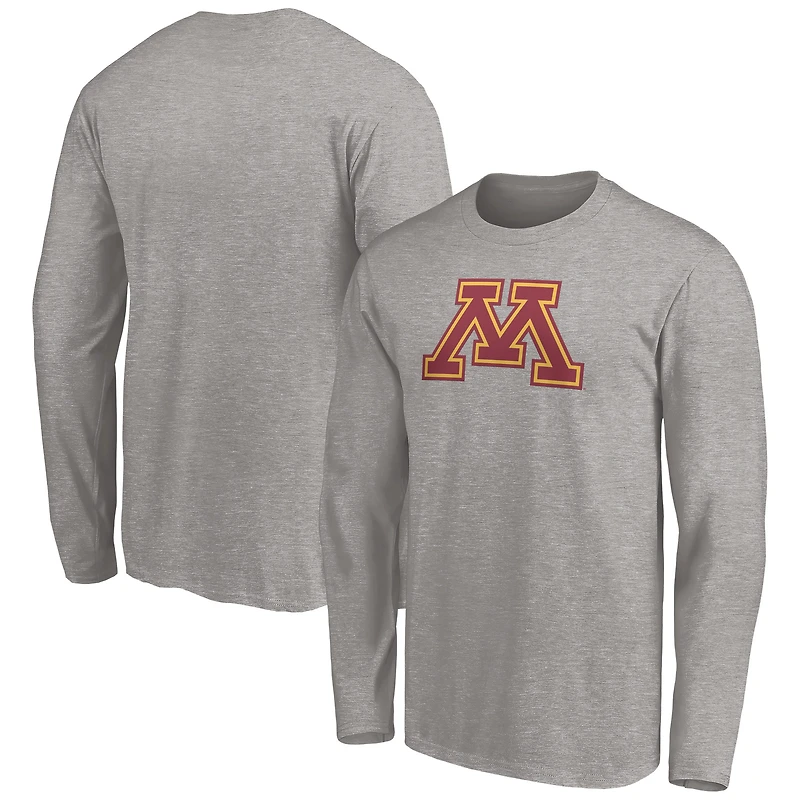 Men's Gray Minnesota Golden Gophers Primary Logo Long Sleeve T-Shirt