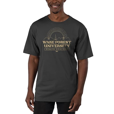 Men's Uscape Apparel Black Wake Forest Demon Deacons Garment Dyed T-Shirt