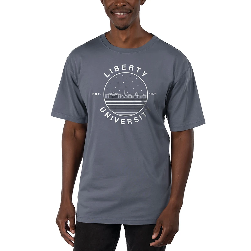 Men's Uscape Apparel Blue Liberty Flames Garment Dyed T-Shirt