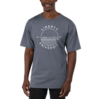 Men's Uscape Apparel Blue Liberty Flames Garment Dyed T-Shirt