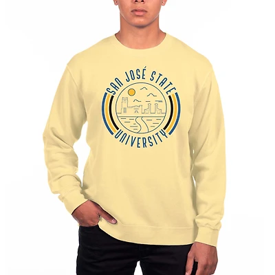 Men's Uscape Apparel Yellow San Jose State Spartans Pigment Dyed Fleece Crewneck Sweatshirt