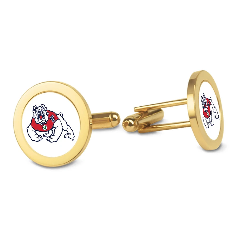 Gold Fresno State Bulldogs Logo Cufflinks