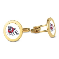 Gold Fresno State Bulldogs Logo Cufflinks