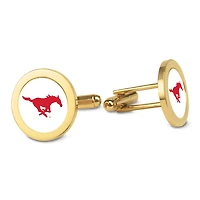 Gold SMU Mustangs Logo Cufflinks