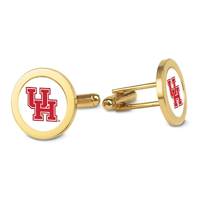 Gold Houston Cougars Logo Cufflinks
