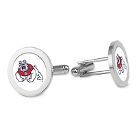 Silver Fresno State Bulldogs Logo Cufflinks