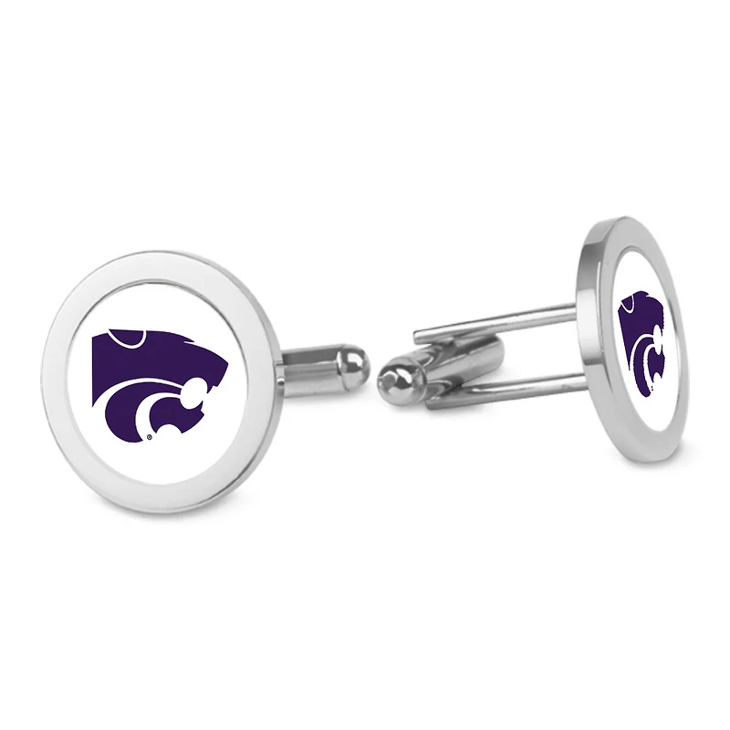 Silver Kansas State Wildcats Logo Cufflinks