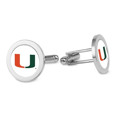Silver Miami Hurricanes Logo Cufflinks