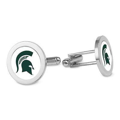 Silver Michigan State Spartans Logo Cufflinks