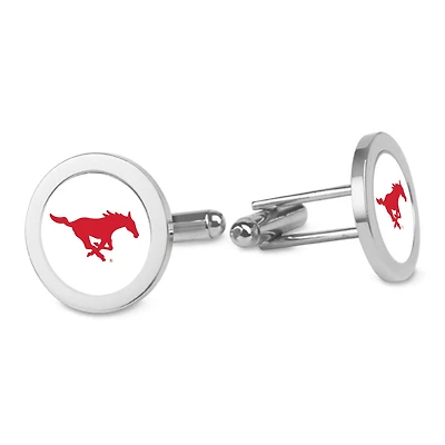 Silver SMU Mustangs Logo Cufflinks