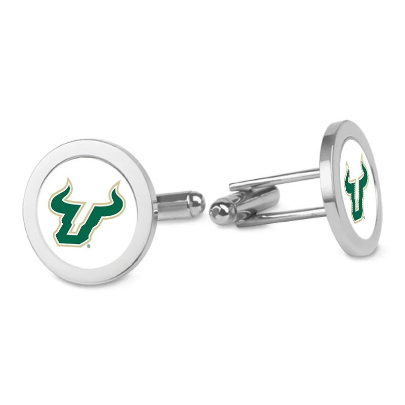 Silver South Florida Bulls Logo Cufflinks