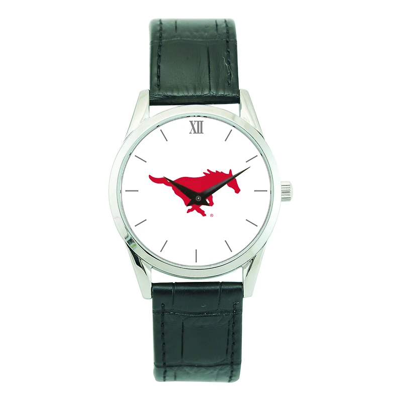 Unisex Silver SMU Mustangs Stainless Steel Wristwatch