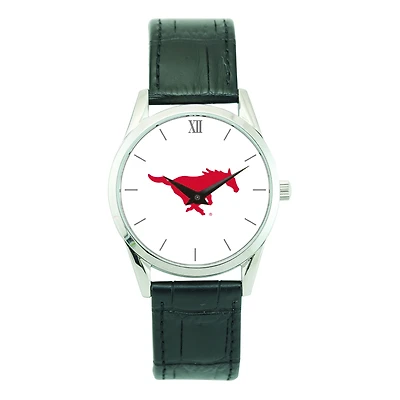 Unisex Silver SMU Mustangs Stainless Steel Wristwatch