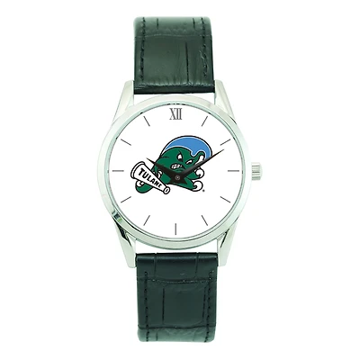 Unisex Silver Tulane Green Wave Stainless Steel Wristwatch