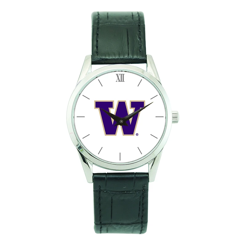 Unisex Silver Washington Huskies Stainless Steel Wristwatch