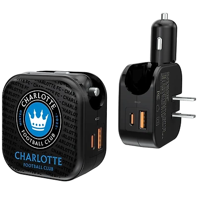 Charlotte FC Text Backdrop Design USB Charger