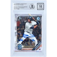 Riley Greene Detroit Tigers Autographed 2019 Bowman Draft Chrome MLB 1st Bowman #BDC-50 Beckett Fanatics Witnessed Authenticated 10 Card with "2019 #5 Pick" Inscription - 14719640