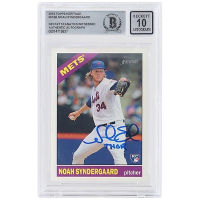 Noah Syndergaard New York Mets Autographed 2015 Topps Heritage #618 Beckett Fanatics Witnessed Authenticated 10 Rookie Card with "Thor" Inscription