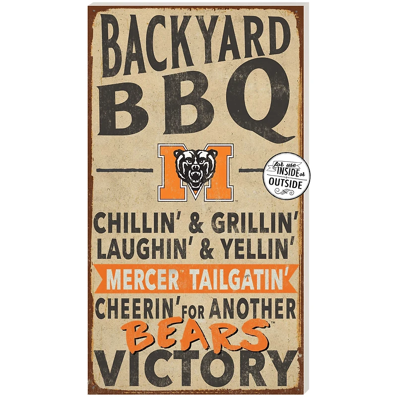 Mercer Bears 11" x 20" Indoor/Outdoor BBQ Sign