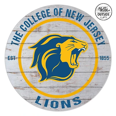 College of New Jersey Lions 20'' x 20'' Indoor/Outdoor Weathered Circle Sign