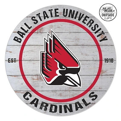Ball State Cardinals 20'' x 20'' Indoor/Outdoor Weathered Circle Sign