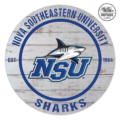 Nova Southeastern Sharks 20'' x 20'' Indoor/Outdoor Weathered Circle Sign