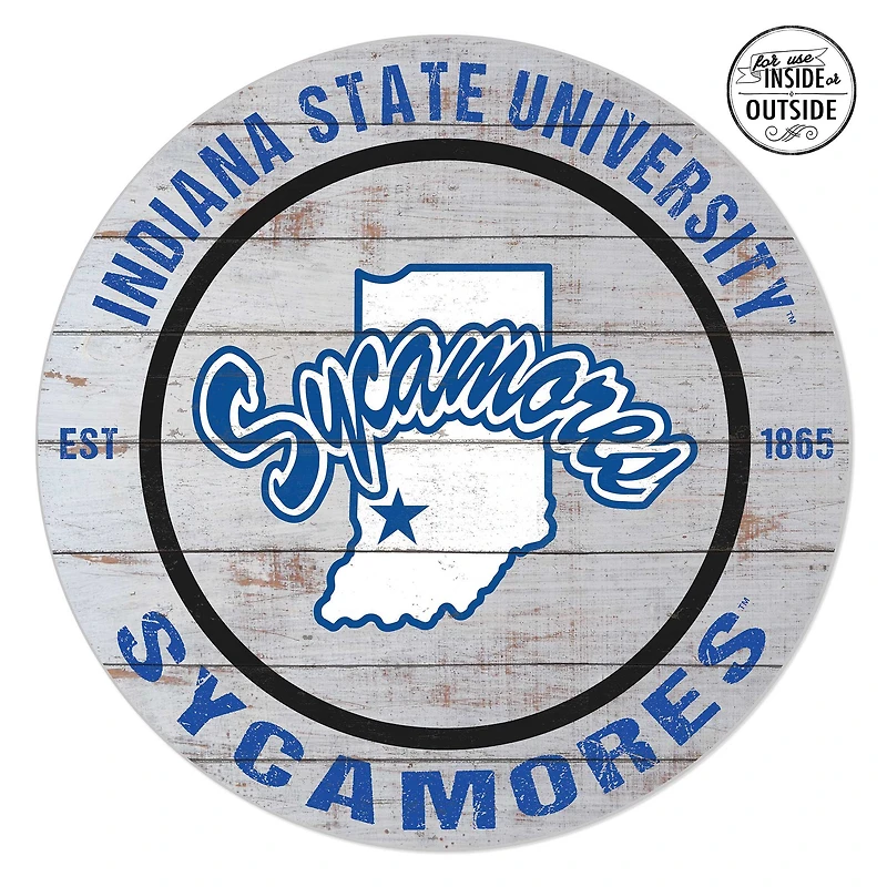 Indiana State Sycamores 20'' x 20'' Indoor/Outdoor Weathered Circle Sign