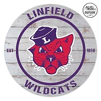 Linfield Wildcats 20'' x 20'' Indoor/Outdoor Weathered Circle Sign