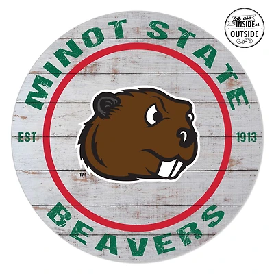 Minot State Beavers 20'' x 20'' Indoor/Outdoor Weathered Circle Sign