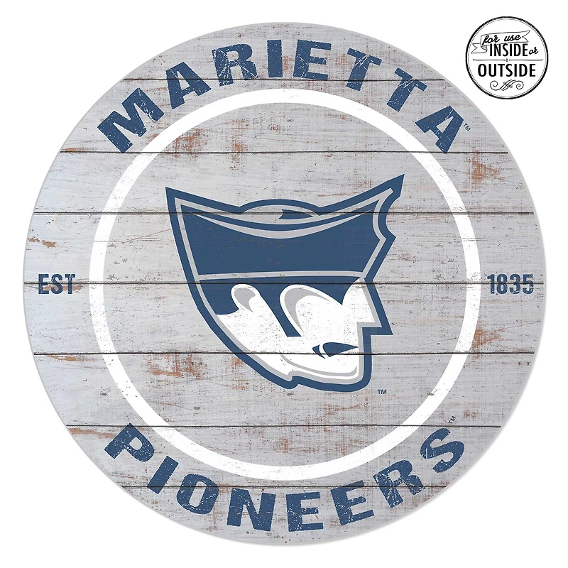 Marietta College Pioneers 20'' x 20'' Indoor/Outdoor Weathered Circle Sign