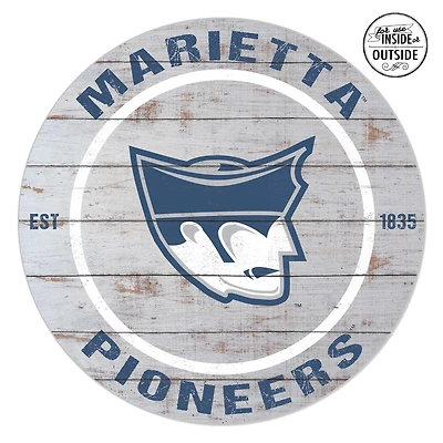 Marietta College Pioneers 20'' x 20'' Indoor/Outdoor Weathered Circle Sign