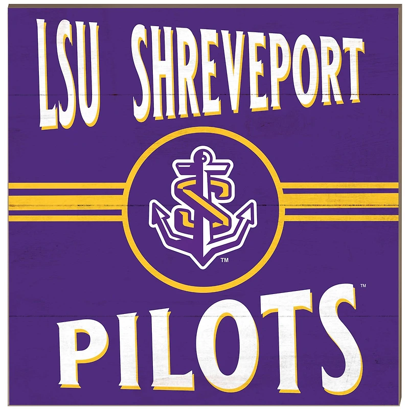 LSU Shreveport Pilots 10'' x 10'' Retro Team Plaque