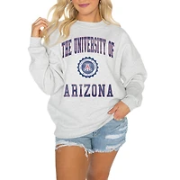 Women's Gameday Couture Steel Arizona Wildcats Oversized Good Vibes Premium Fleece Drop Shoulder Pullover Sweatshirt