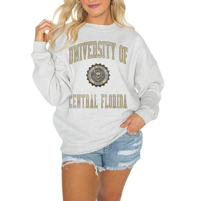 Women's Gameday Couture Steel UCF Knights Oversized Good Vibes Premium Fleece Drop Shoulder Pullover Sweatshirt