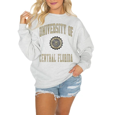 Women's Gameday Couture Steel UCF Knights Oversized Good Vibes Premium Fleece Drop Shoulder Pullover Sweatshirt