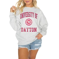 Women's Gameday Couture Steel Dayton Flyers Oversized Good Vibes Premium Fleece Drop Shoulder Pullover Sweatshirt