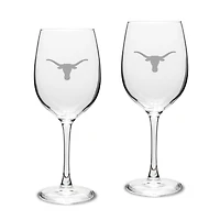 Texas Longhorns 16oz. 2-Piece Traditional White Wine Glass Set