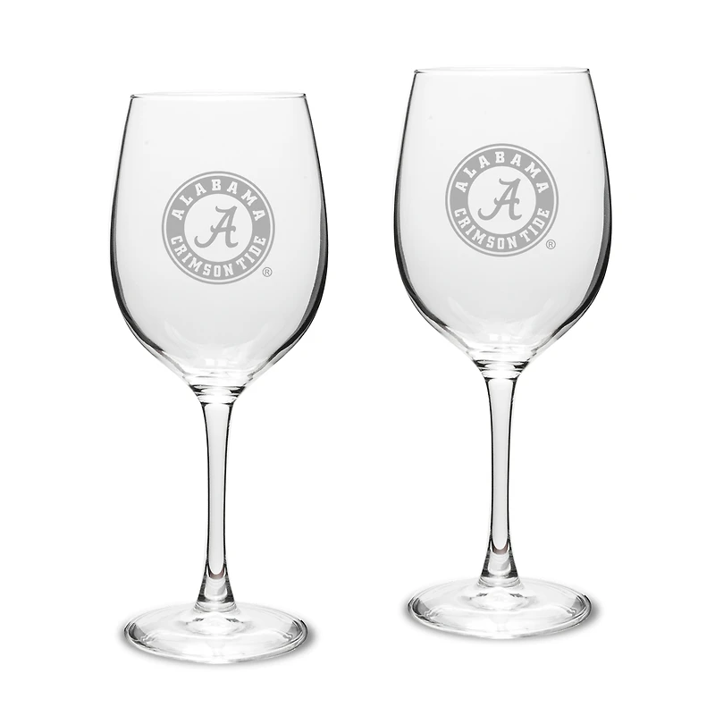 Alabama Crimson Tide 16oz. 2-Piece Traditional White Wine Glass Set